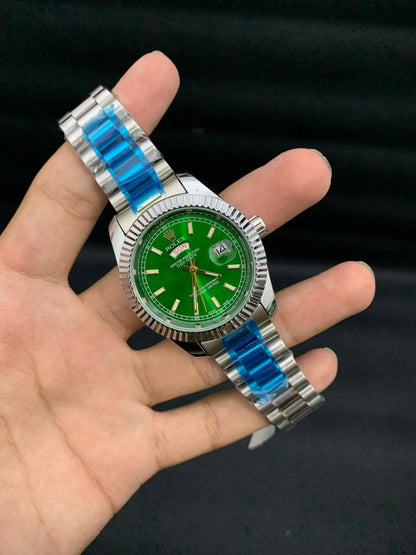 RLX Day-Date working White Chain With Green Dials