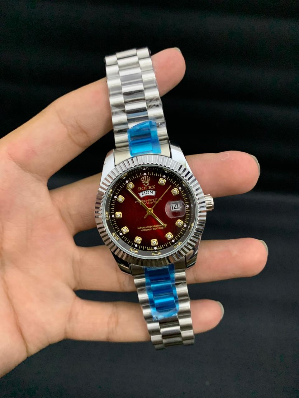 RLX Day-Date working White Chain With Red Dials