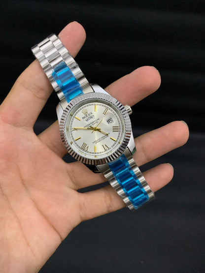 RLX Day-Date working White Chain With Silver Dials