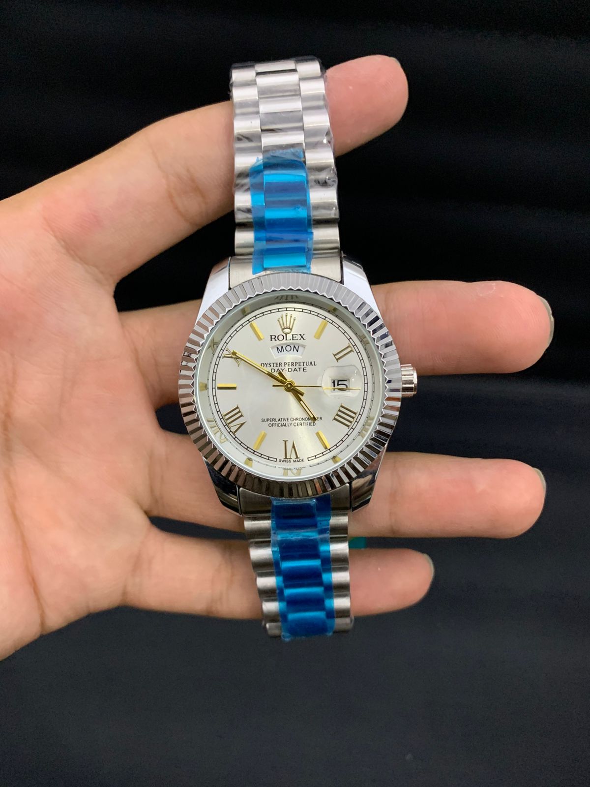 RLX Day-Date working White Chain With Silver Dials