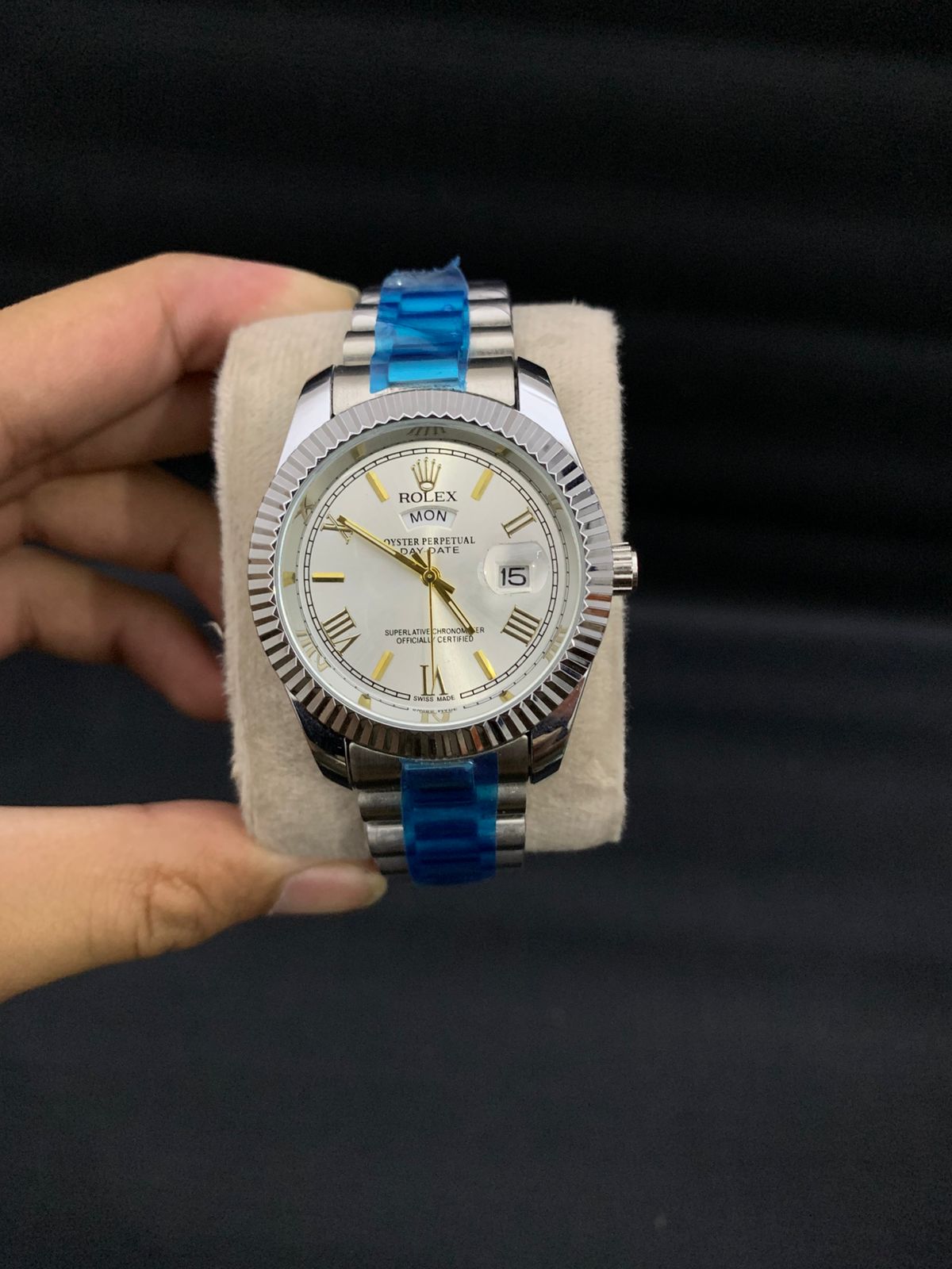 RLX Day-Date working White Chain With Silver Dials