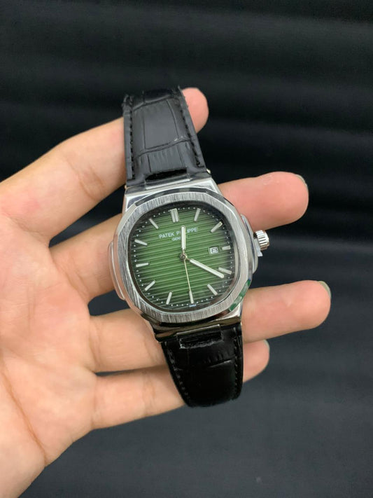 PP2 Black Leather Strap Green Dials for Men In Pakstan