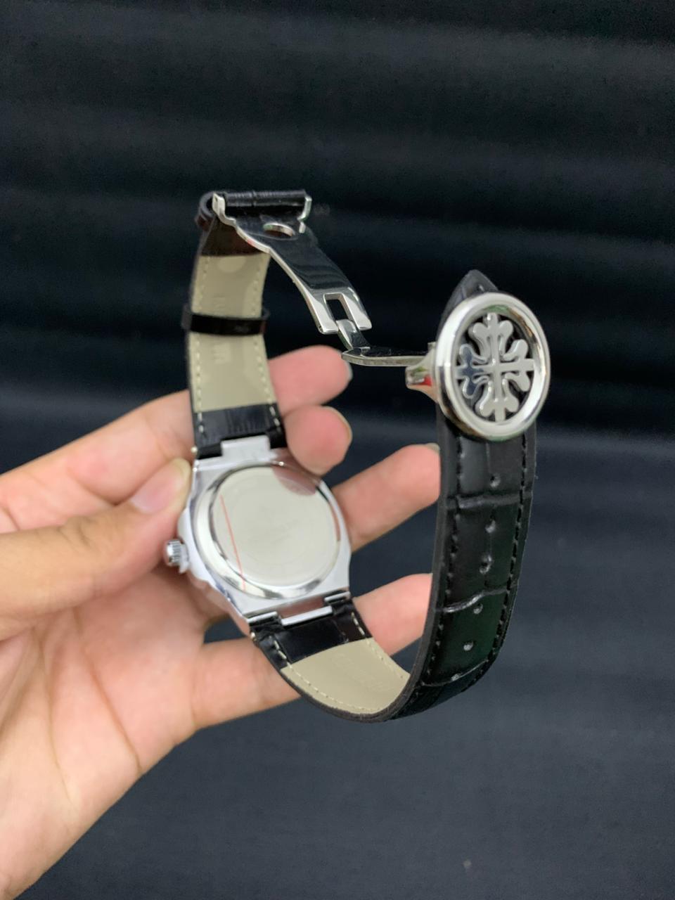 PP1 Black Leather Strap Black Dials for Men In Pakstan