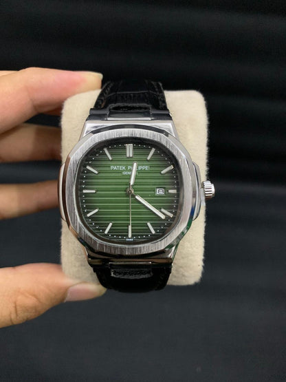 PP2 Black Leather Strap Green Dials for Men In Pakstan